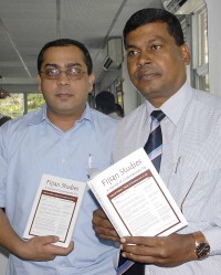 fiji_Book launch_shalen_biman_crop Shailendra Singh and Professor Biman Prasad at the media book launch. Photo: Sophie Ralulu/Fiji Sun