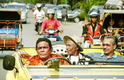 Former death-squad leader Anwar Congo Former death-squad leader Anwar Congo (center) re-lives his past